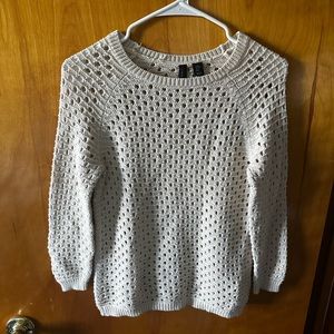 Crochet style long sleeve sweater
